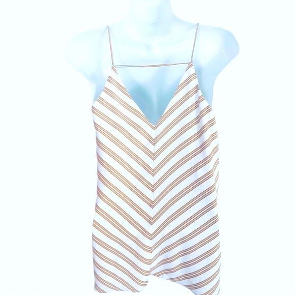 NWT Loft Bar Back Chevron Gold Stripe V-Neck Strappy Sleeveless Cami Tank Small - Picture 7 of 10